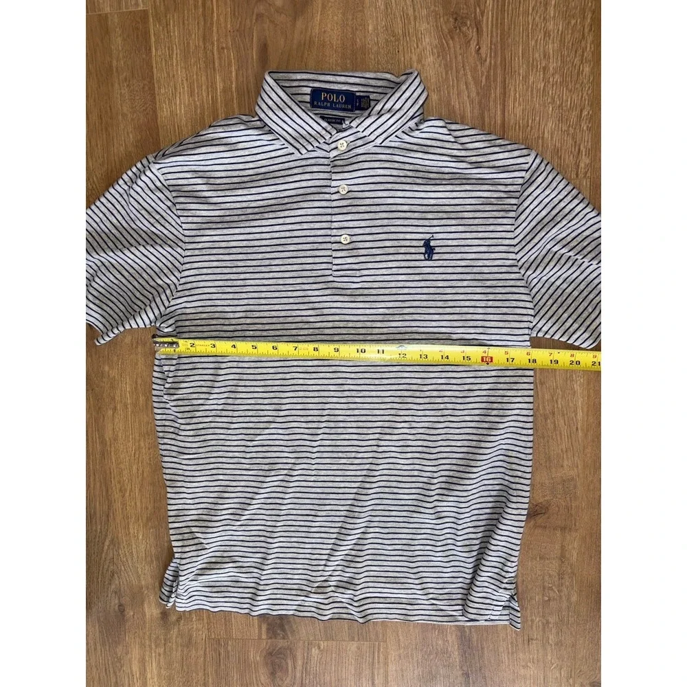 Polo Ralph Lauren Polo Shirt Gray Navy Striped Small Pony Classic Fit